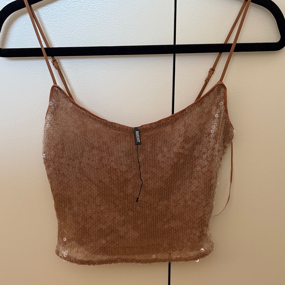 Bardot Brown Sequin Women Top